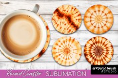 Autumn Tie Dye Round Coaster - Fall Coaster Sublimation Product Image 1