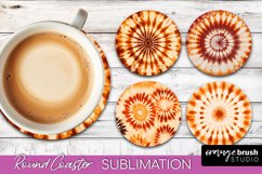 Autumn Tie Dye Round Coaster - Fall Coaster Sublimation Product Image 1