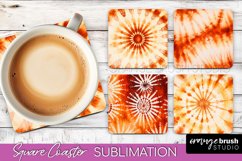 Autumn Tie Dye Square Coaster - Fall Coaster Sublimation Product Image 1