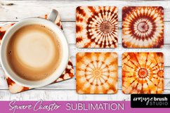 Autumn Tie Dye Square Coaster - Fall Coaster Sublimation Product Image 1