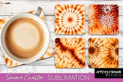 Autumn Tie Dye Square Coaster - Fall Coaster Sublimation Product Image 1