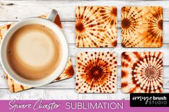 Autumn Tie Dye Square Coaster - Fall Coaster Sublimation Product Image 1