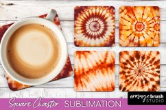 Autumn Tie Dye Square Coaster - Fall Coaster Sublimation Product Image 1