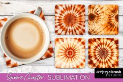 Autumn Tie Dye Square Coaster - Fall Coaster Sublimation Product Image 1