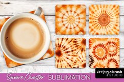 Autumn Tie Dye Square Coaster - Fall Coaster Sublimation Product Image 1