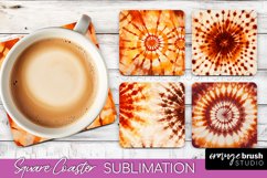 Autumn Tie Dye Square Coaster - Fall Coaster Sublimation Product Image 1
