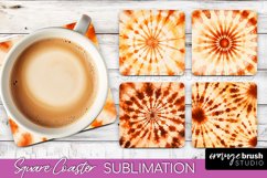 Autumn Tie Dye Square Coaster - Fall Coaster Sublimation Product Image 1