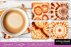 Autumn Tie Dye Square Coaster - Fall Coaster Sublimation Product Image 1