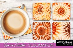 Autumn Tie Dye Square Coaster - Fall Coaster Sublimation Product Image 1