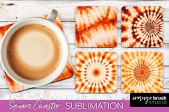 Autumn Tie Dye Square Coaster - Fall Coaster Sublimation Product Image 1
