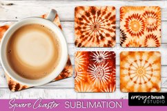 Autumn Tie Dye Square Coaster - Fall Coaster Sublimation Product Image 1