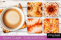 Autumn Tie Dye Square Coaster - Fall Coaster Sublimation Product Image 1