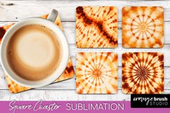 Autumn Tie Dye Square Coaster - Fall Coaster Sublimation Product Image 1