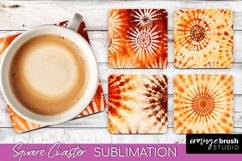 Autumn Tie Dye Square Coaster - Fall Coaster Sublimation Product Image 1