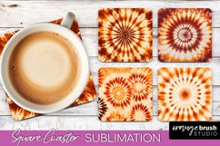 Autumn Tie Dye Square Coaster - Fall Coaster Sublimation Product Image 1