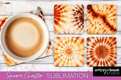 Autumn Tie Dye Square Coaster - Fall Coaster Sublimation Product Image 1