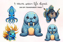 Azure Ocean Life Clipart PNG Product Image 1