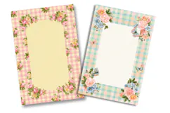 Pastel Floral Gingham Junk Journal Pages Product Image 2