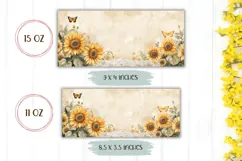 Sunflowers Mug Wrap Design, Vintage Sunflowers PNG Product Image 2