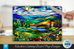 Nature Stained Glass Cutting Board Sublimation Design Product Image 1