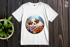 Cute Puppy Flower Garden Clipart Sublimation PNG Product Image 2
