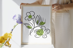 Floral Outline Green Accent Embroidery Design File Product Image 2