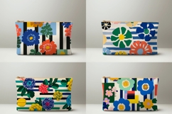 Pop Art Flowers Cosmetic Bag, Floral Cosmetic Bag PNG Product Image 2