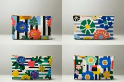 Pop Art Flowers Cosmetic Bag, Floral Cosmetic Bag PNG Product Image 2