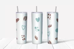 Watercolor Coffee and spot Skinny tumbler wrap design Product Image 4