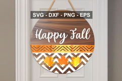 Happy Fall Round Door Sign SVG | Fall Laser Cut File Product Image 2