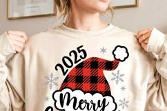 2025 Merry Christmas SVG, Kids Christmas Shirt, Santa Hat Product Image 2