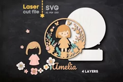 Girl Baby Name Sign SVG laser cut file for Glowforge Product Image 3
