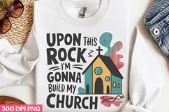Upon this rock i'm gonna PNG, Retro Church Sublimation PNG Product Image 3