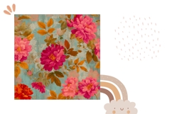 Cartoon Flowers Pillow PNG, Peony Pillow Case, Flowers PNG Product Image 2