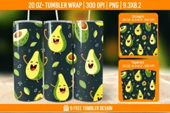 Avacado Tumbler Wrap Designs, Sublimation Wrap Product Image 1