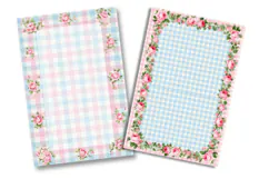 Pink Blue Floral Gingham Junk Journal Pages Product Image 2
