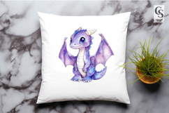 Celestial Purple Baby Dragon Clipart PNG Product Image 2