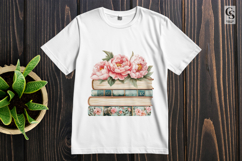 Floral Book Stack Peony Clipart Sublimation PNG Product Image 2