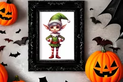 Christmas Elf Watercolor Clipart, Christmas PNG Product Image 3