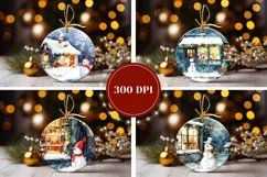 Watercolor Christmas Ornaments, Watercolor Snowman Print Product Image 2