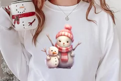 Pink Christmas Snowman Clipart, Christmas PNG Product Image 2
