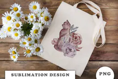 Watercolor Cat with Flowers png Product Image 2