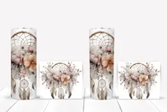 Watercolor Flowers Tumbler Design, Boho Tumbler Wrap Product Image 2
