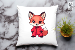 Cute Fox in Red Outfit Clipart Sublimation PNG Product Image 3