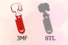Paper Clips, Woman Profile, STL/3MF files for 3D Printing Product Image 2
