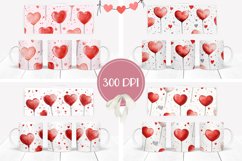 Red Lollipop Mug Designs, Red Love Hearts Mug Wraps Product Image 2