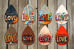 Hippie inscription | 8 Teardrop Earring sublimation designs Product Image 2