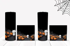 Cute Halloween Cats Tumbler, Halloween Pumpkins Tumbler Wrap Product Image 2