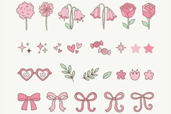 Pink Coquette Clipart PNG SVG, Floral Bows Hearts Sparkles Product Image 2