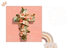 Floral Easter Cross Pillow Case, Flowers Pillow Design Product Image 2